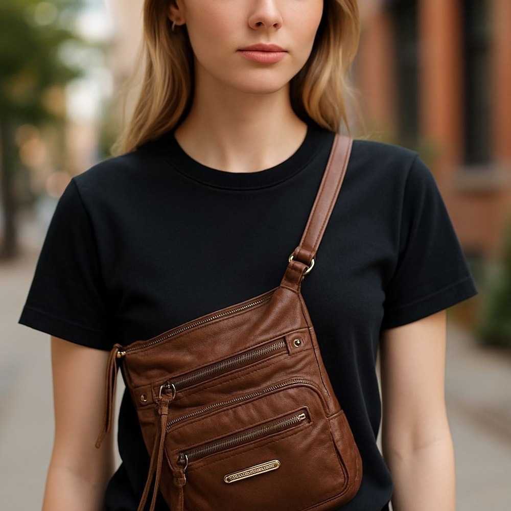 Stone Mountain Smokey Mountain‎ Zip Crossbody Hobo Bag USA Made Multi Pockets